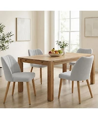 homfan Dining Chairs Set of 2, Armless Chairs with Backrest, Upholstered Modern Fabric Chairs with Wooden Leg for Kitchen, Living Room,