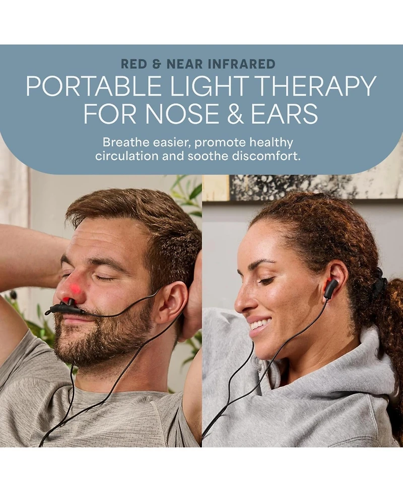 LifePro Red Light Therapy for Nose & Ears - Rechargeable Nasal & Sinus Pain Relief with Near Infrared & Red Light