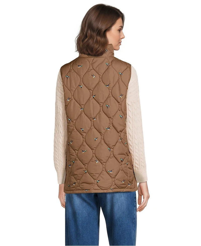 Lands' End Women's Print FeatherFree Quilted Insulated Vest