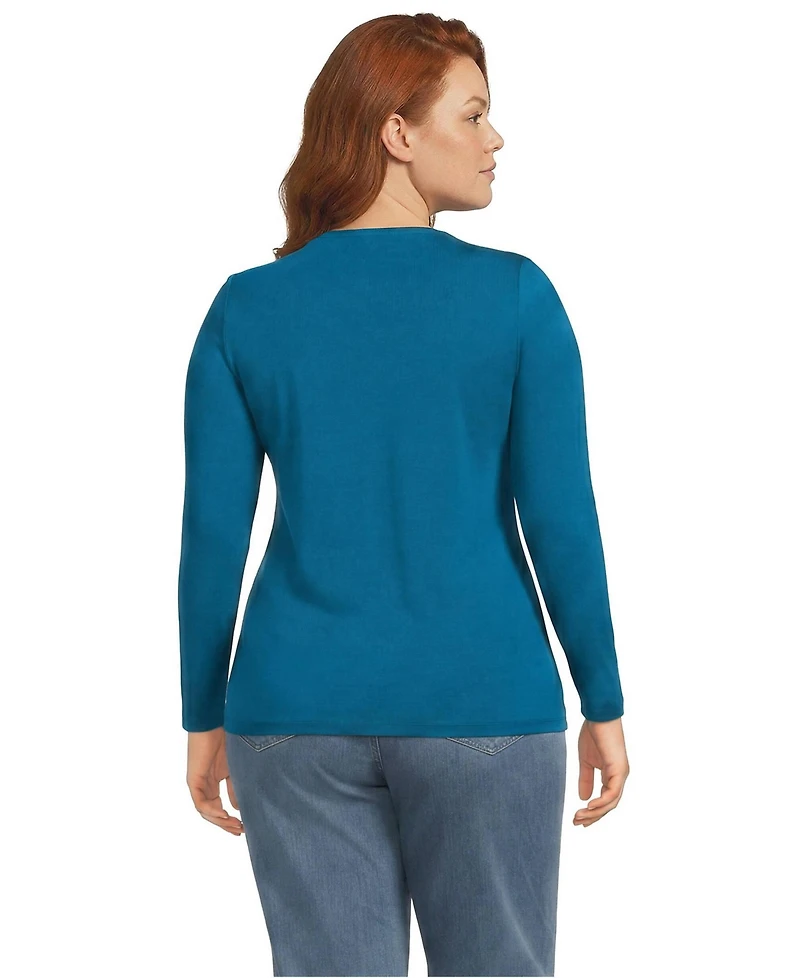 Lands' End Plus Lightweight Jersey Skimming Long Sleeve Crew Neck T-shirt