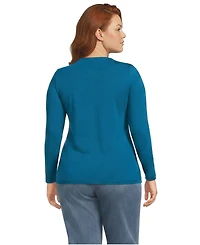 Lands' End Plus Lightweight Jersey Skimming Long Sleeve Crew Neck T-shirt