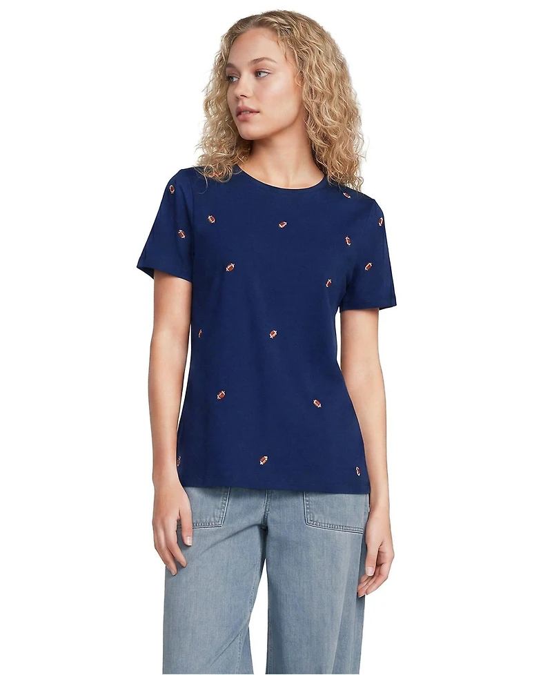Lands' End Women's Relaxed Supima Cotton Embroidered T-Shirt