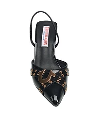 True Religion Women's Sade Metal Buckle Logo Heel