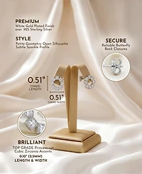 Gv Sterling Silver White Gold Plated Eight Stone Clear Princess Cubic Zirconia Bezel Earrings