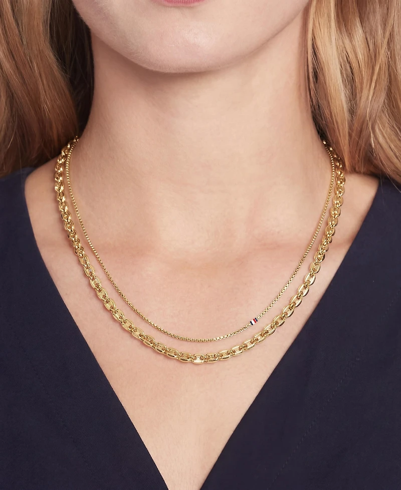 Tommy Hilfiger Women's Layering Sets Gold-Tone Stainless Steel Necklace