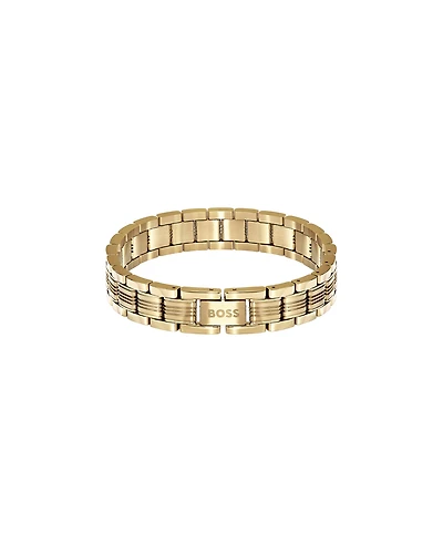 Hugo Boss Men's Boss Emblem Ionic Plated Thin Gold Steel Bracelet