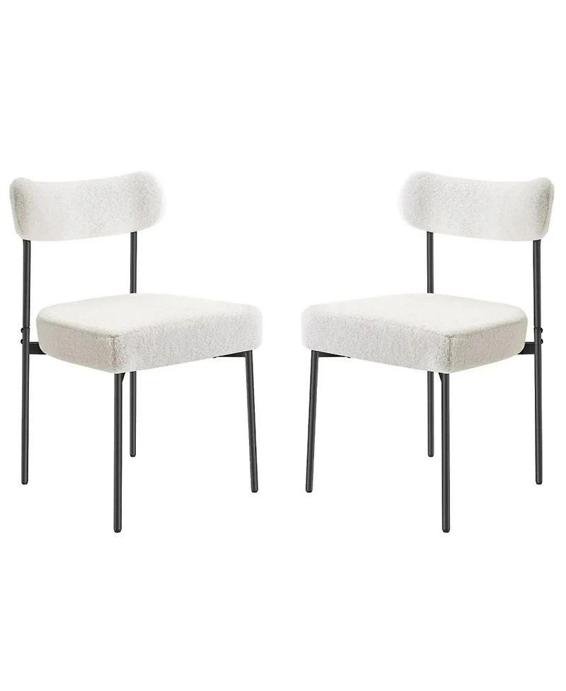 Slickblue Set of 2 Boucle Dining Chairs with Curved Back and Metal Legs
