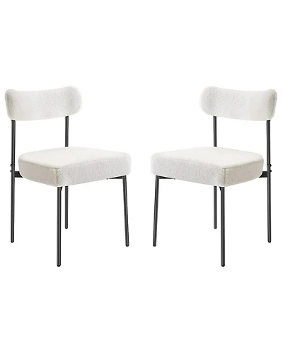 Slickblue Set of 2 Boucle Dining Chairs with Curved Back and Metal Legs