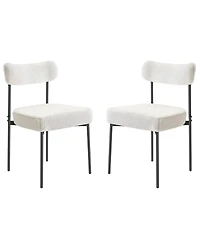 Slickblue Set of 2 Boucle Dining Chairs with Curved Back and Metal Legs