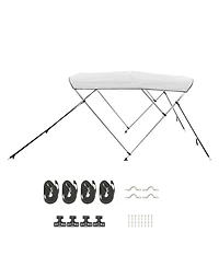 Sugift 3 Bow Boat Bimini Top 600D Polyester Canopy Aluminum Frame