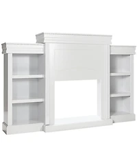 Gouun 70 Inch Fireplace Media Console with 6-Shelf Bookcase Storage