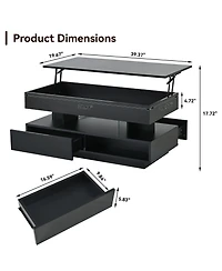 Flynama 39.3" Lift Top Coffee Table with Led Lights