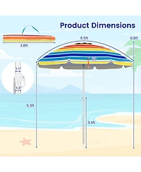 Costway 6.5 Ft Patio Beach Umbrella Sun Shade Tilt Aluminum Sports Portable Carry Bag