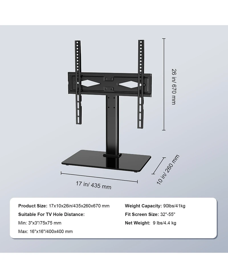 Sugift Swivel Universal Tv Stand for 32 to 55 in TVs Height Adjustable Portable Floor Stand