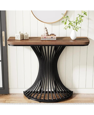 Tribesigns 39" Industrial Console Table with Geometric Base