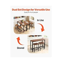 Slickblue 47 Inch Rustic Bar Table and 2 Stools Set for Kitchen Breakfast and Dining