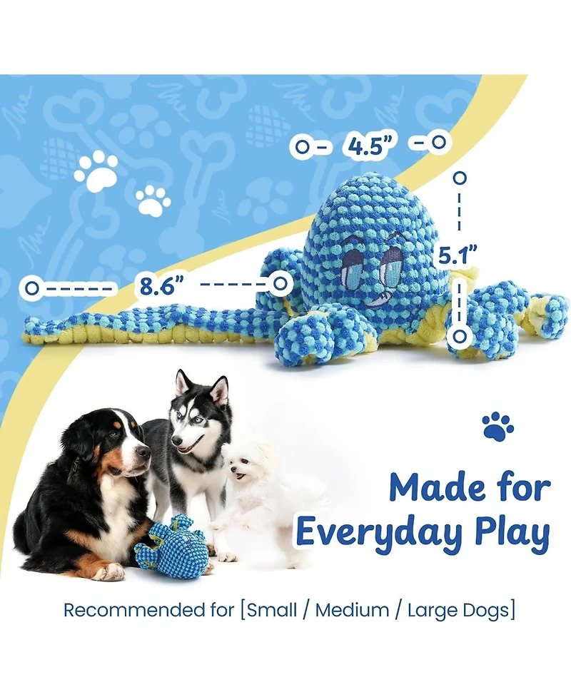 Nocciola Octo Ball Interactive Dog Toy, No Stuffing Bouncing Octopus Plush, Usb Rechargeable Auto Bounce Core, Touch Activated Enrichment Toy