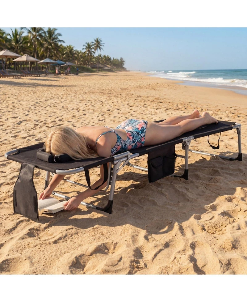 Gouun Set of 2 Portable Tanning Chaise Lounge Chair with 4-Position Adjustable Back