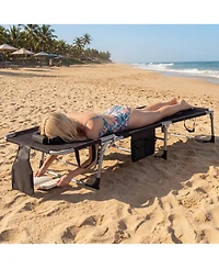Gouun Set of 2 Portable Tanning Chaise Lounge Chair with 4-Position Adjustable Back