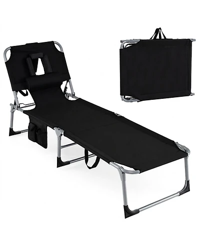 Gouun Set of 2 Portable Tanning Chaise Lounge Chair with 4-Position Adjustable Back