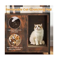 Ruie Hidden Litter Box Cabinet 52 in Cat Enclosure with Scratching Pad and Shelves