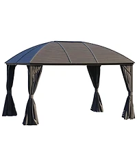 Asagikoiai 13.1x 9.8 Feet Outdoor Metal Gazebo, Heavy Duty Hardtop Gazebo with Curtains and Mesh