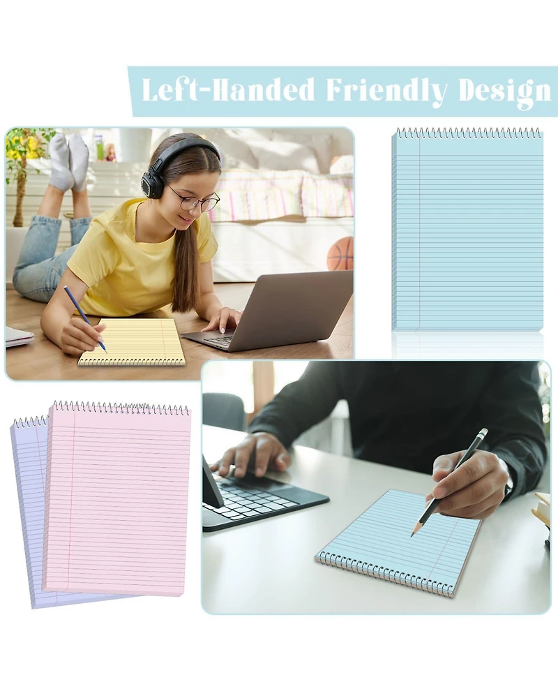 Danrong 6 Pastel Top Bound Spiral Notebooks College Ruled Waterproof Covers Perforated Pages
