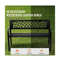 Slickblue 46in Outdoor Metal Bench with Armrests for Garden Yard and Park
