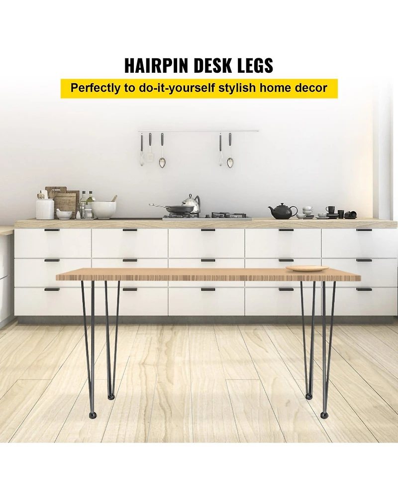 Sugift 18in Set of 4 Hairpin Desk Legs 880lbs Load Capacity Each 220lbs 3 Rod Carbon Steel Furniture Legs