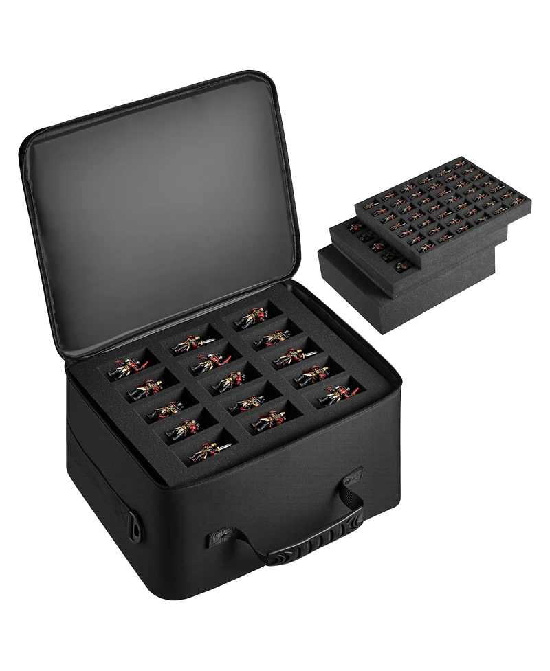 Sugift Miniature Storage Carrying Figure Bag for 1:500-1:750 Scale Models with 3 Foam Layers