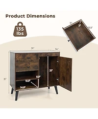Sugift 31-Inch Buffet Cabinet Set of 2 with 2 Drawers and Open Compartments