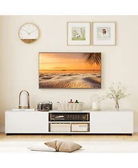 Sugift Modern Tv Stand with 2 Cabinets and Open Shelves