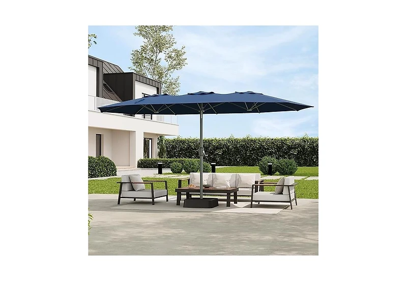 homfan 9'x15' Outdoor Umbrella with Base, Extra Wide Patio Umbrella