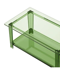 Slickblue Modern Acrylic Coffee Table with 2 Tier Storage Shelf Design