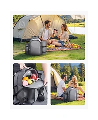 Sugift 2 Person Picnic Backpack with Insulated Cooler Detachable Bottle Holder Blanket Plates and Cutlery