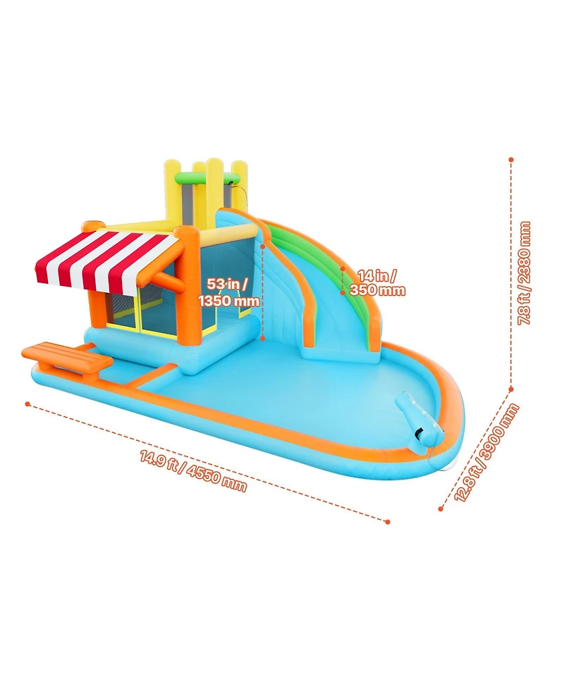 Sugift 14.9 x 12.8 x 7.8 ft Inflatable Water Slide Bounce House, For 3 to 4 Kids, Ages 3-8