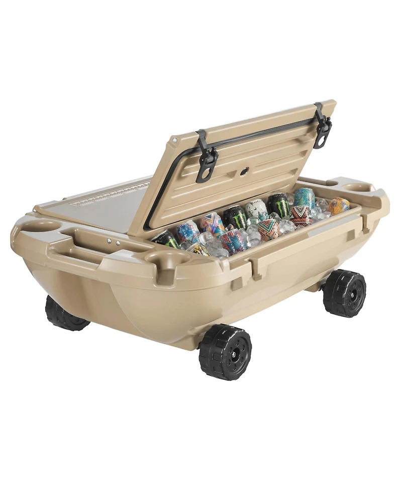 Sugift 40 Qt Floating Ice Chest Cooler with Dry Storage Wheels and Tow Rope for Water and Land