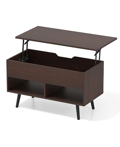 Gouun Lift-Top Coffee Table with Hidden Storage and Open Shelves