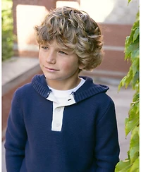 Hope & Henry Little and Big Boy's (S-xl) Organic Henley Sweater Hoodie