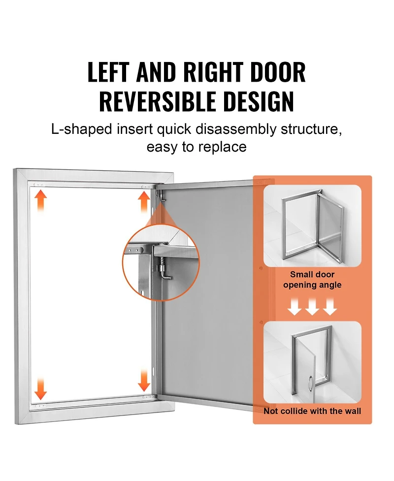 Sugift 17W x 24H in Stainless Steel Flush Mount Outdoor Kitchen Access Door for Bbq Island