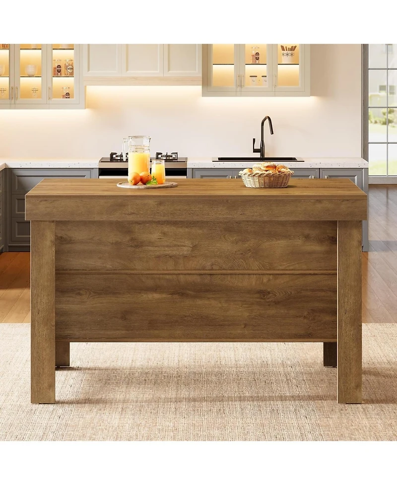 Tribesigns 55.1" Kitchen Island with Seating and Storage