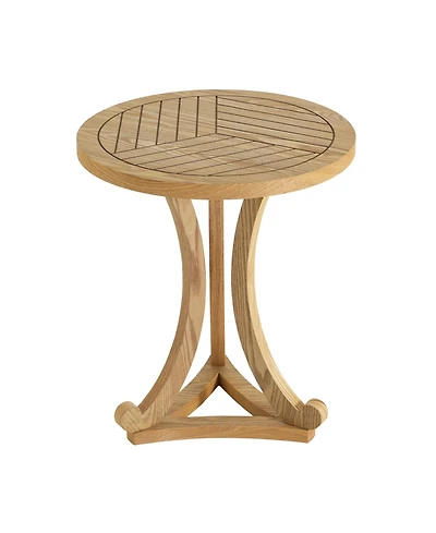 Flynama Round Wood Accent Table, Curved Tripod Base Slatted Top End Table, 17.72"D x 20.67"H