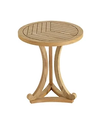 Flynama Round Wood Accent Table, Curved Tripod Base Slatted Top End Table, 17.72"D x 20.67"H