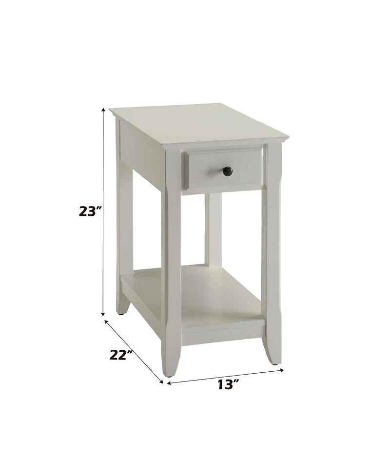 Flynama Accent Table Drawer Shelf Storage Tapered Leg Bronze Handle Unit