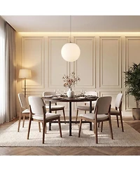 Tribesigns 47.24" Round Dining Table, Walnut and | Solid Wood Top, Metal Pipe Legs, Rustic Design