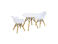 Gouun Mid Century 3 Piece Round Kids Table and Chair Set with Armrests