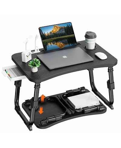Gnuadz Laptop Desk Bed Adjustable Foldable Portable Drawer Cup Holder Tray