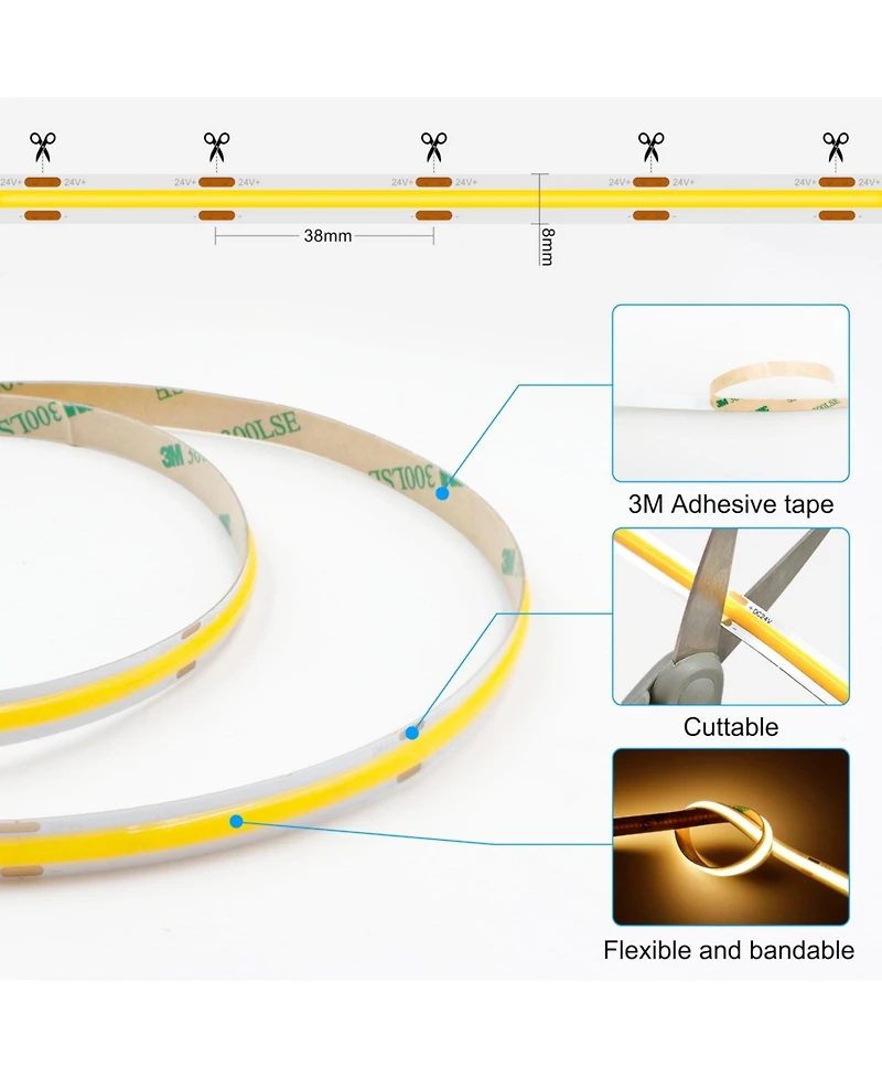 Lofree 16.4'L Dimmable Remote Control Led Strip Light, 2-Piece Set
