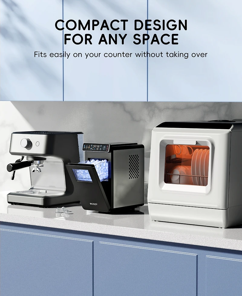 Ecozy Chillio 26 lb Countertop Ice Maker, Portable Self-Cleaning Machine