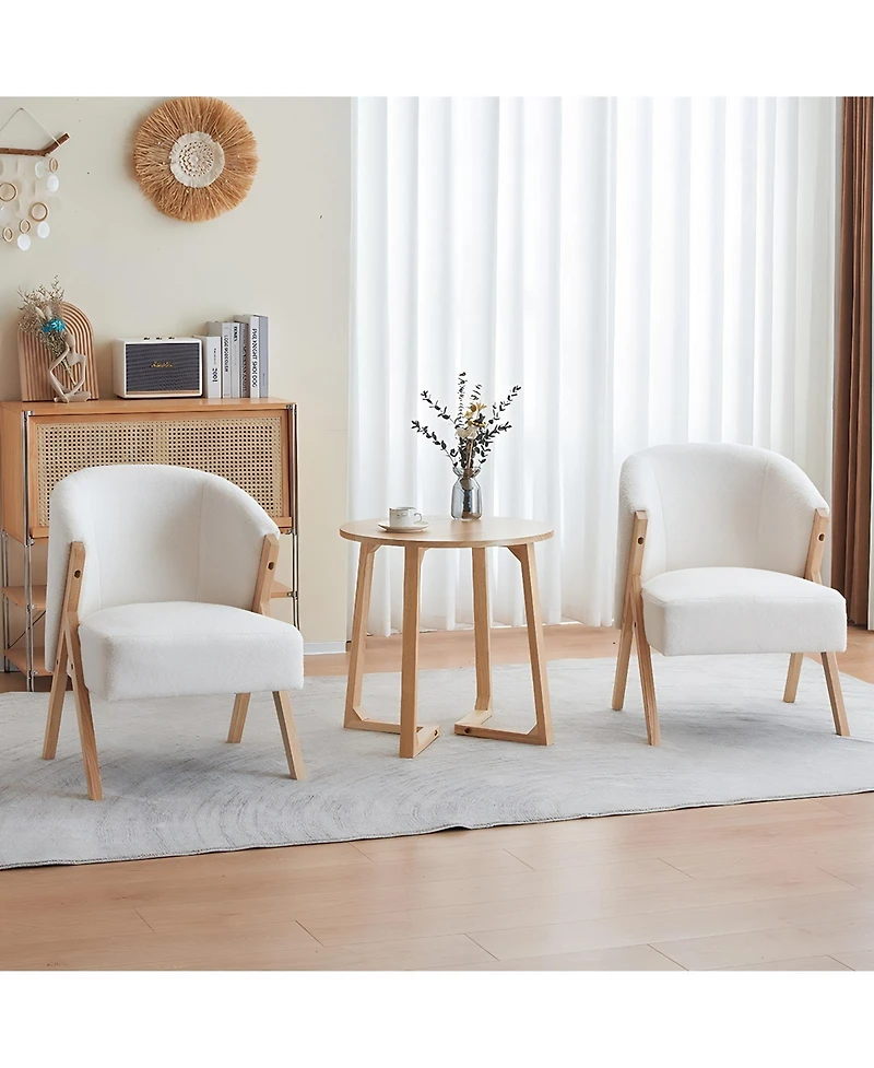 Flynama 24 Inch Mid Century Modern Solid Wood Round End Table